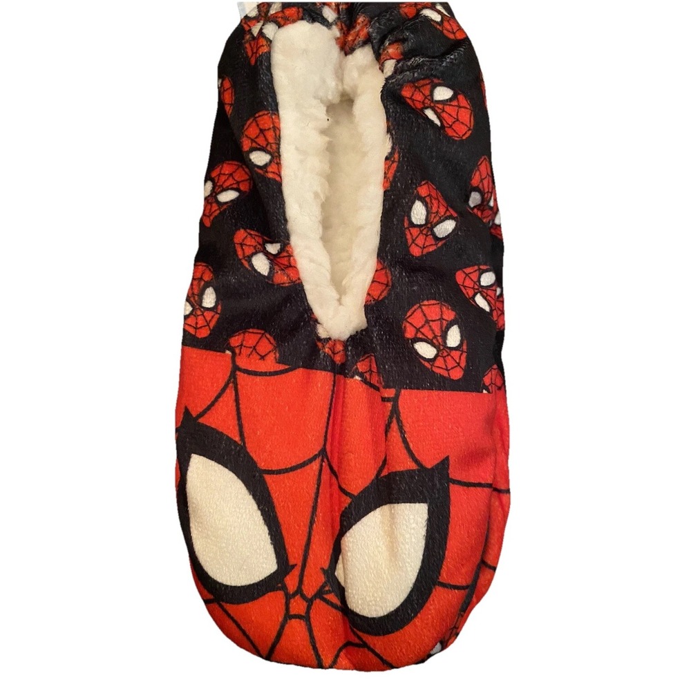 Marvel Spiderman Babba Slippers Kids Size 13-4 Fleece Sherpa Warm Non Skid